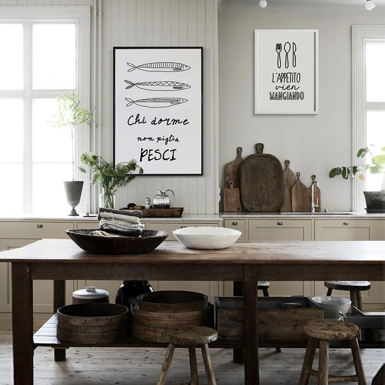 Итальянская цитата столовая посуда настенное искусство холст картина плакаты