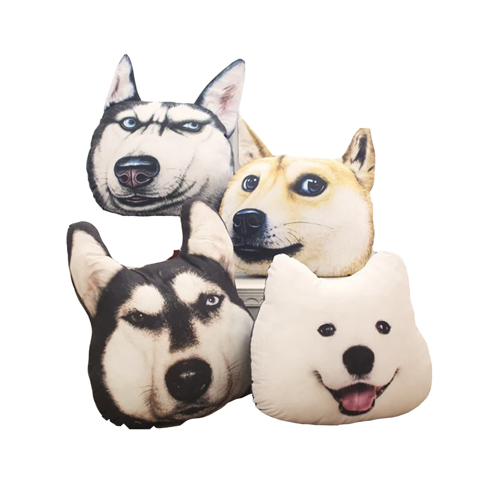 Креативная объемная большая подушка в виде головы собаки хаски мягкая игрушка |