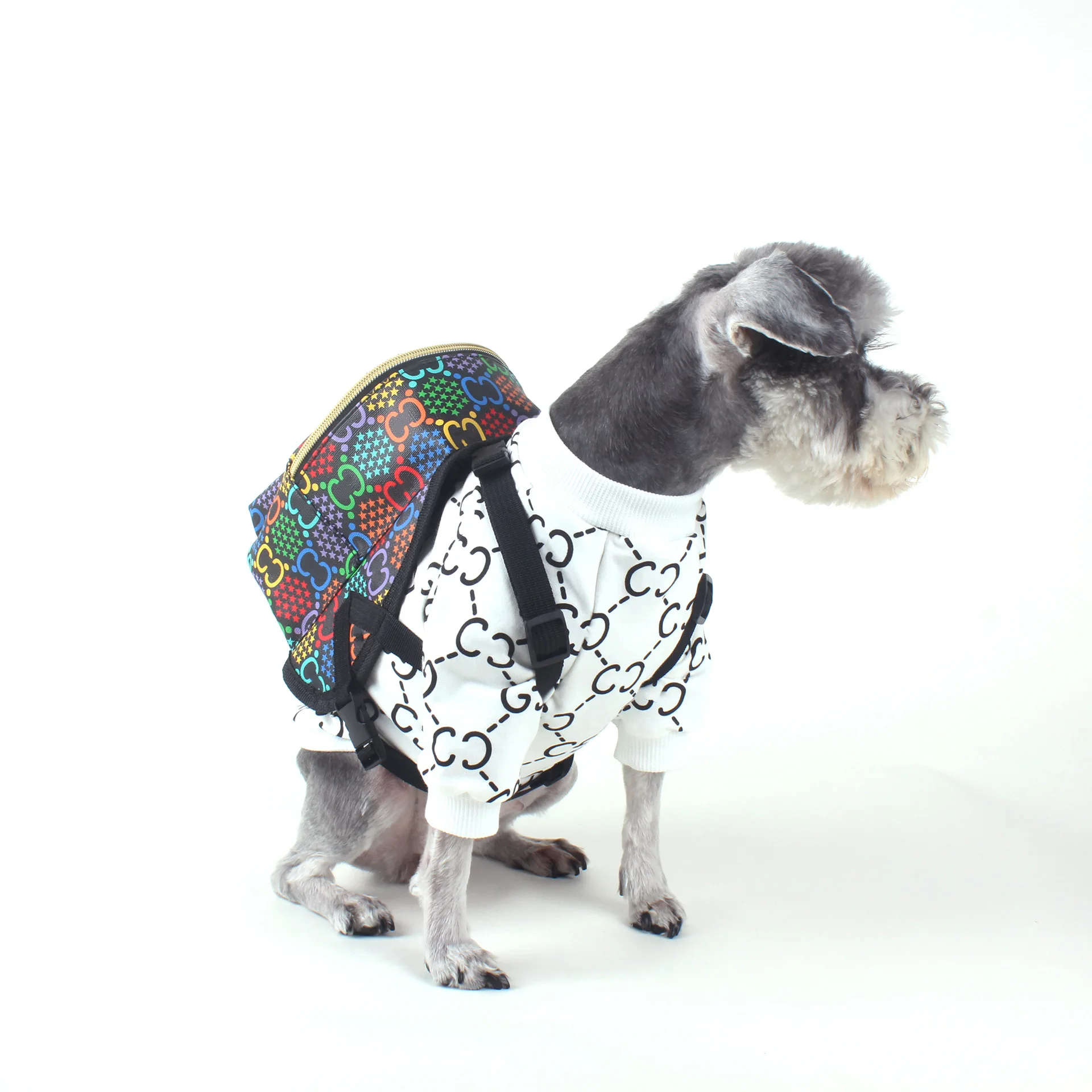 Mochila de hombro para mascota, morral escolar peque&ntilde;o y mediano para perros, gatos y perros, mochila de viaje Schnauzer Corgi-3