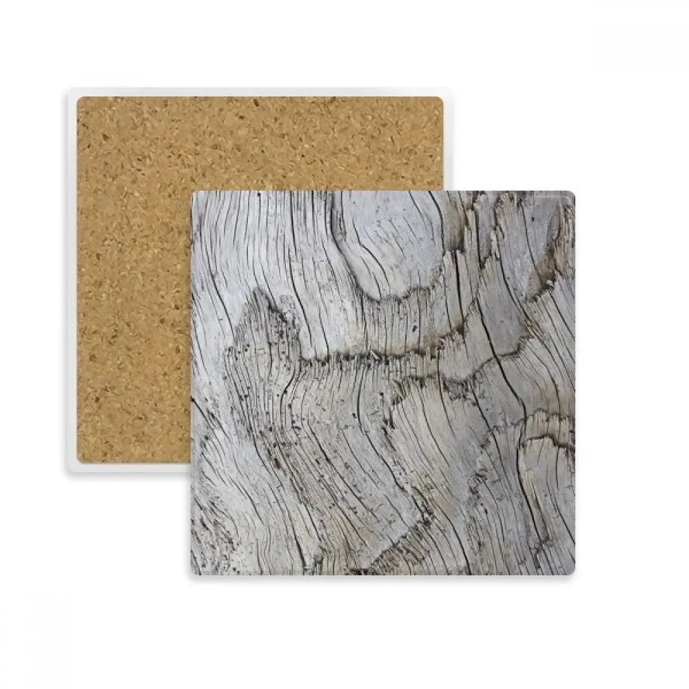 

Old Bark Texture Grey Stripes Square Coaster Cup Mug Holder Absorbent Stone for Drinks 2pcs Gift