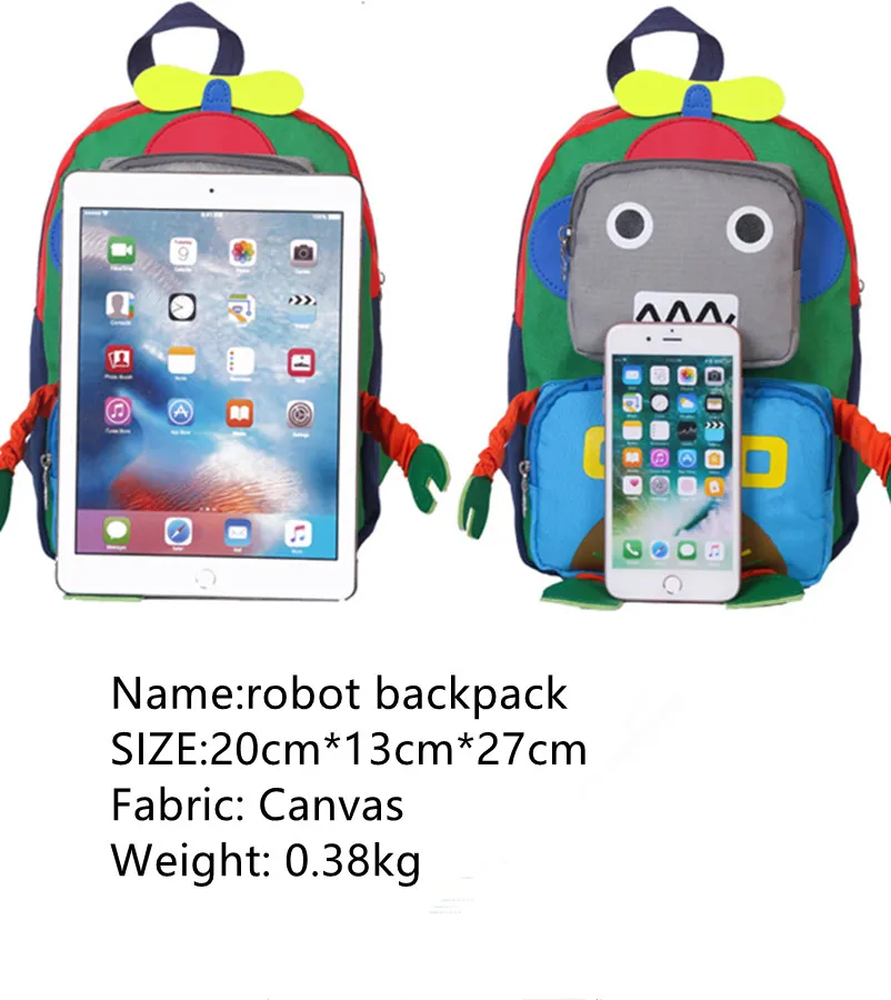 Детский Школьный рюкзак с мультипликационным роботом для детского сада рисунком