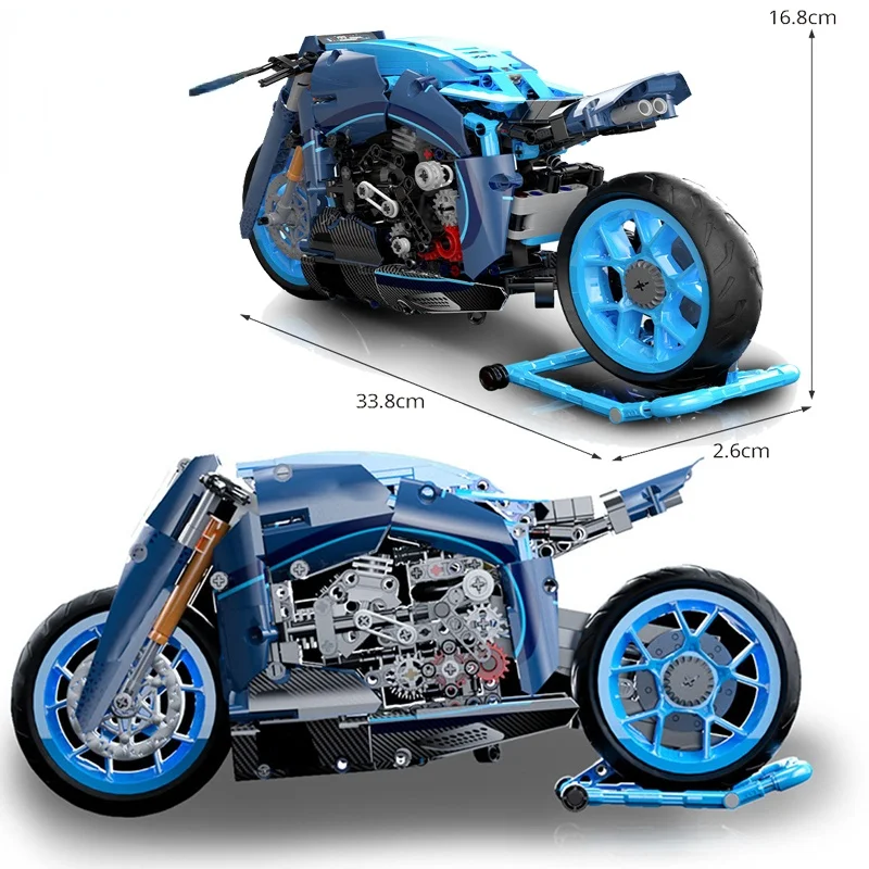 

986pcs Mailackers High-tech Technical Motorcycle Car Model Building Blocks MOC Racing Motobike Vehicles Brick Toys for Children