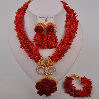 red coral jewelry necklace coral beads bridal set african jewelry set
