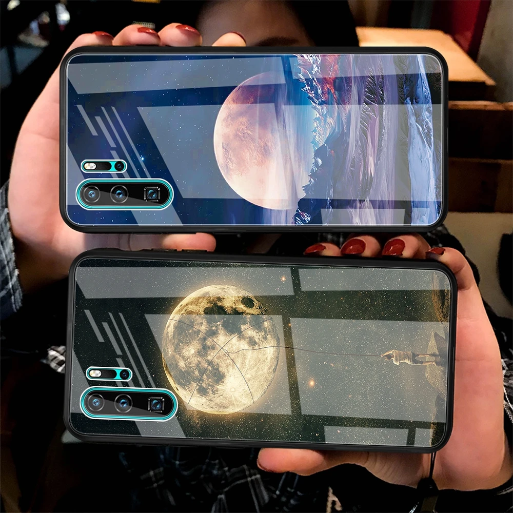 

Tempered Glass Case For Huawei P30 Pro Case Gradient Painted Cover For Huawei Mate 20 Lite Case For Huawei P30 Lite Mate 20 Pro Cover Coque Funda