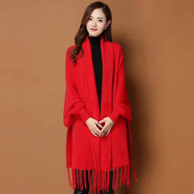 Новинка 2021 свободная норковая бархатная однотонная вязаная накидка ZJZLL