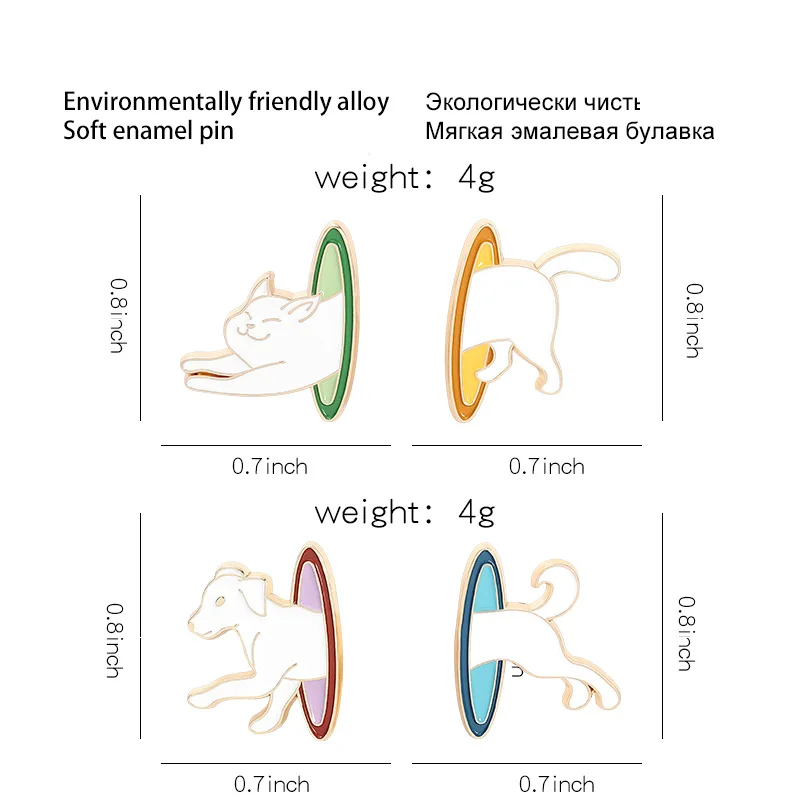 

Custom Dog Cat Brooch Bag Clothes Lapel Pin Badge Cartoon Animal Jewelry Gift for Kids Friends 2pcs/set Planet Jump Enamel Pin