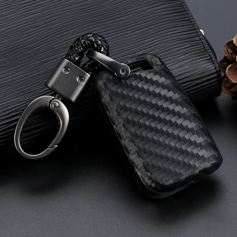 

For Skoda Octavia Kodiaq Karoq For SEAT Ateca Leon Ibiza 2015 Silicone Carbon Fiber Key Case Cover For VW Polo Golf 7 Tiguan