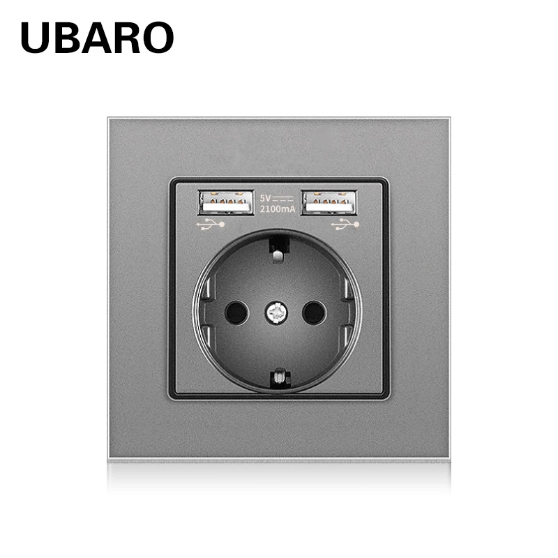 UBARO европейская настенная розетка USB из закаленного стекла 5 В 2100 мА Тип C штекер