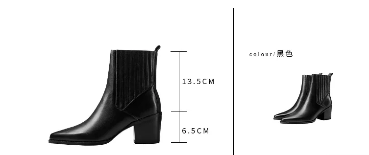 

Brand Woman Shoes Ankle Boots 6.5CM Heeled Botas Female 2021 Pointed Toe Genuine Leather Bottin Low Heel Ankle Boots For Ladies