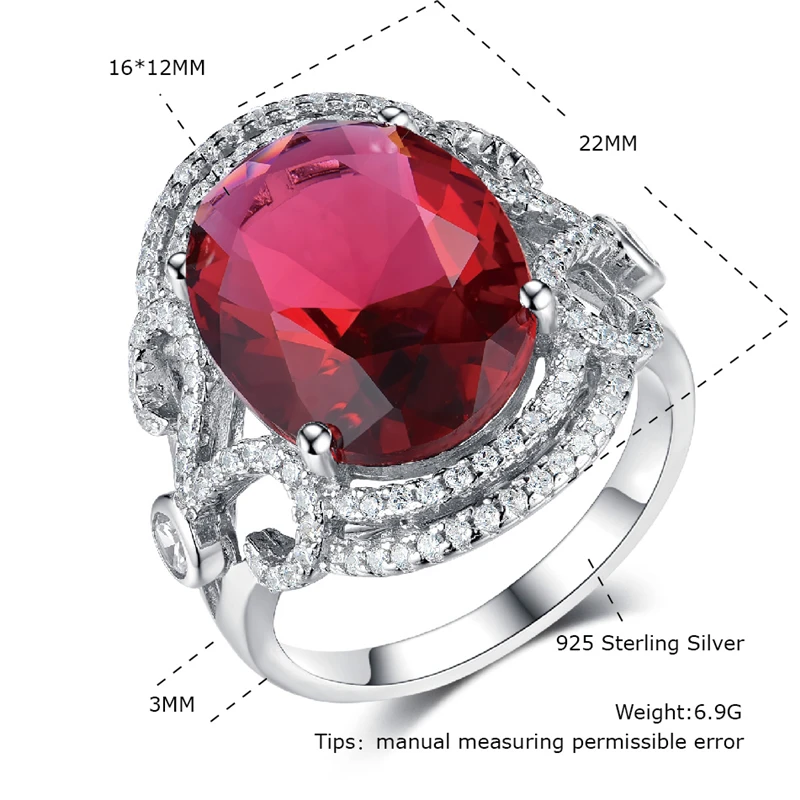 

DY 925 Sterling Silver Ring Big Center Oval Artificial Gemstone Nano Ruby CZ Love Anniversary Luxury Ring For Women Fine Jewelry