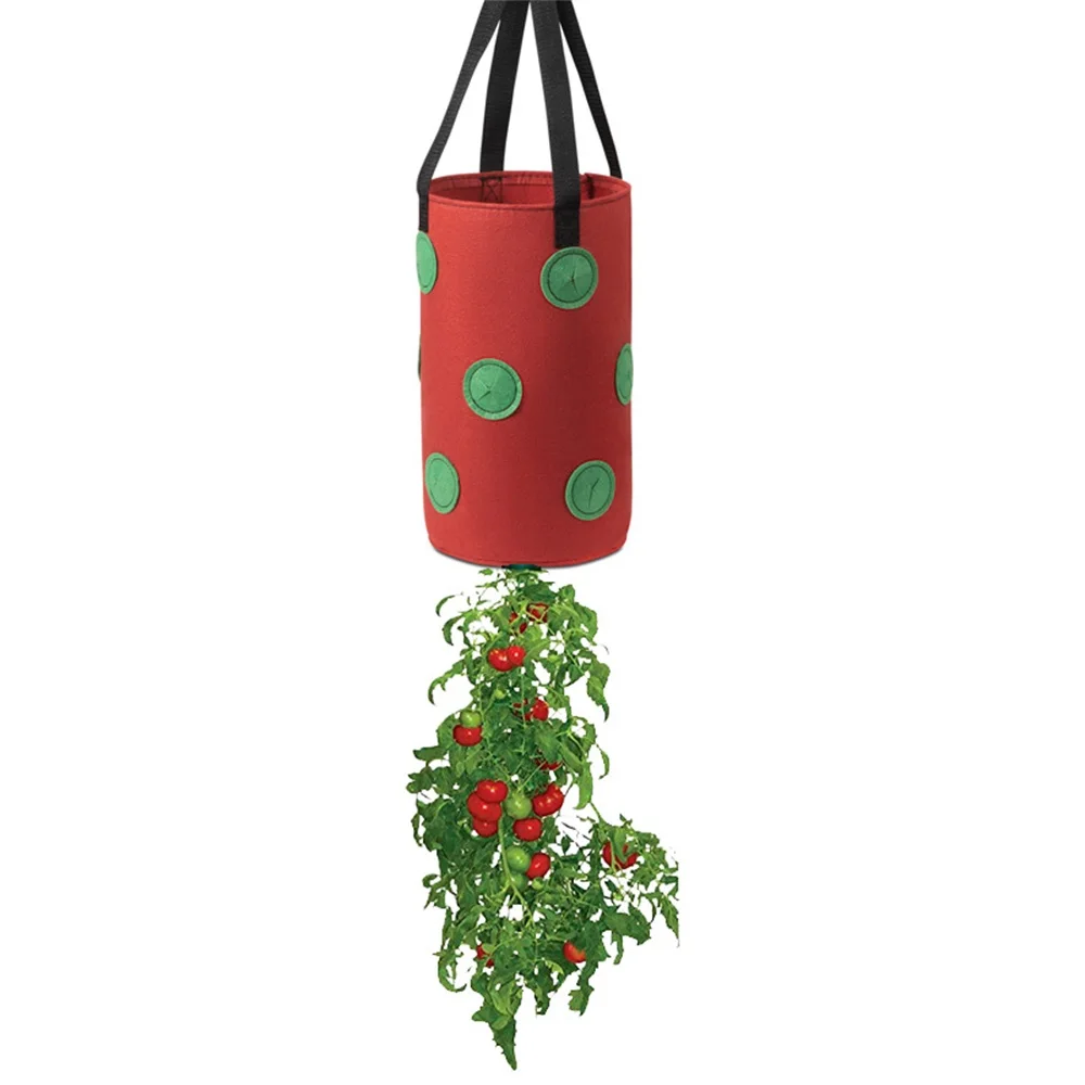 

13 Hole Hanging Strawberry Planting Bag Tomato Growing Flower Pot Hanging Felt Vertical Garden Potato Pot Visualization Pocket