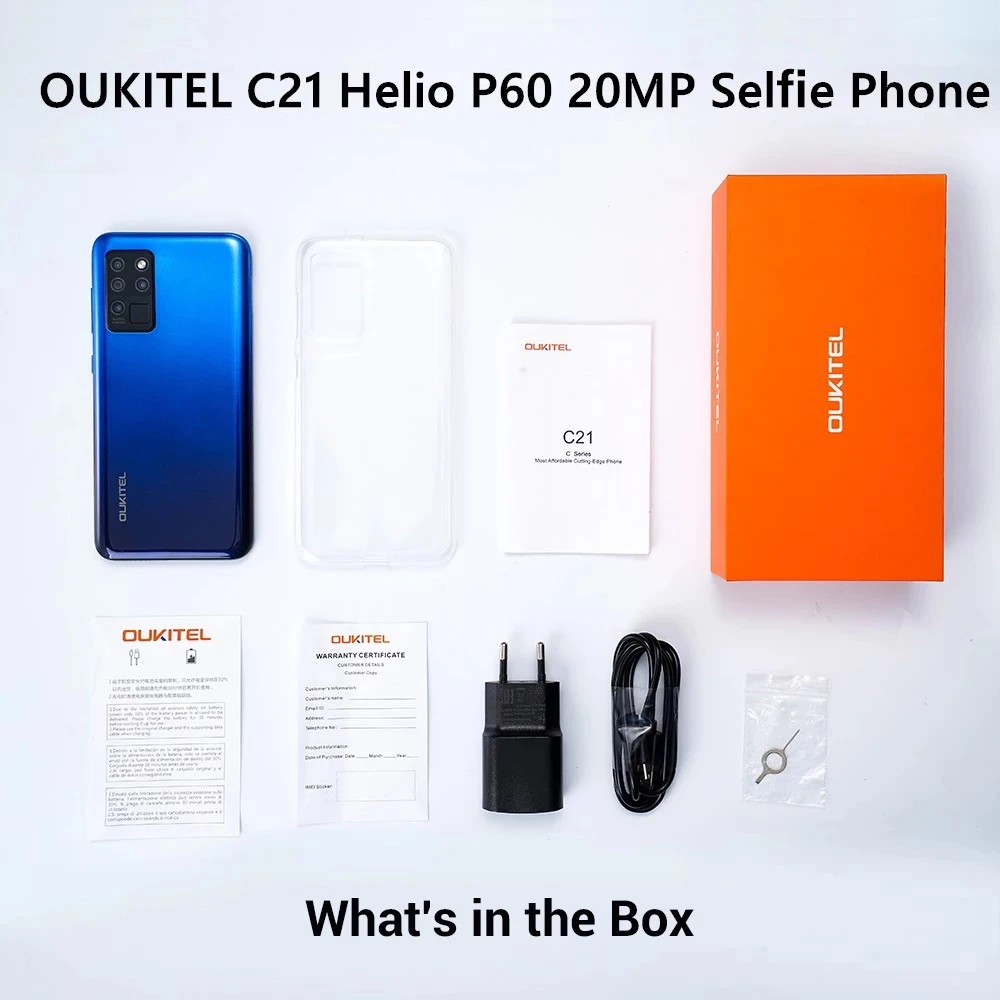 

OUKITEL C21 6.4'' FHD+ 4GB+64GB Helio P60 Octa-Core Mobile Phones Processor 4G LTE Smartphone 4000mAh 20MP Quad Camera Cellphone