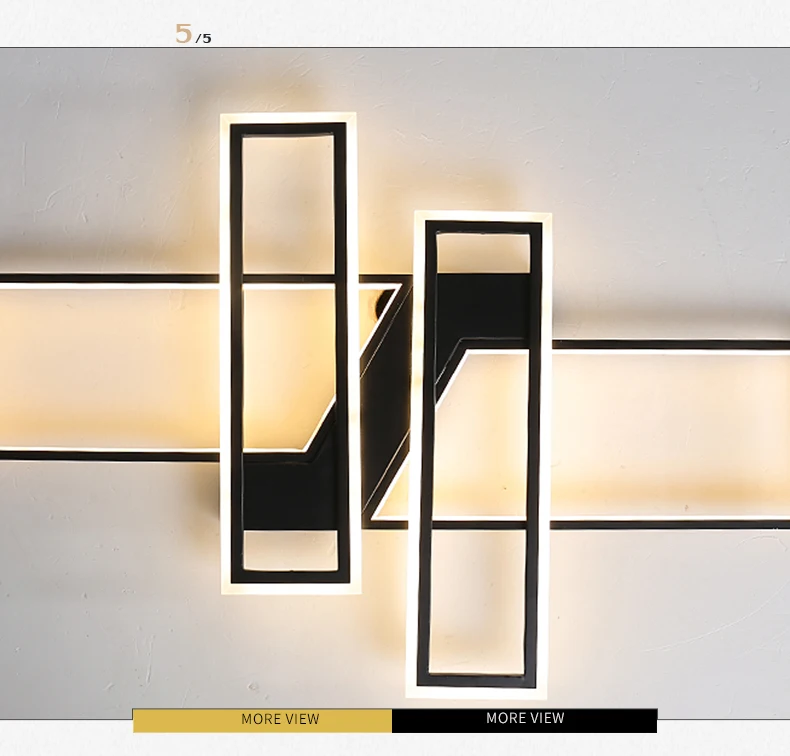 

LED Ceiling Chandelier Light for Living Room Bedroom Kitchen Home Modern Ceiling Lamps Remote Control Black Rectangle Fixtures