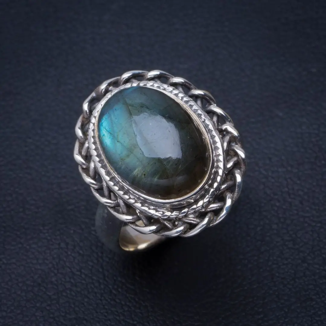 Натуральный синий огонь Лабрадорит ручной работы уникальное 925 пробы Серебряное