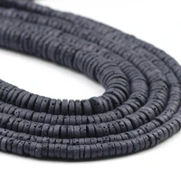 natural black volcanic lava stone beads 4 6 8mm flat round rock loose spacer beadsfor jewelry making diy bracelets 15