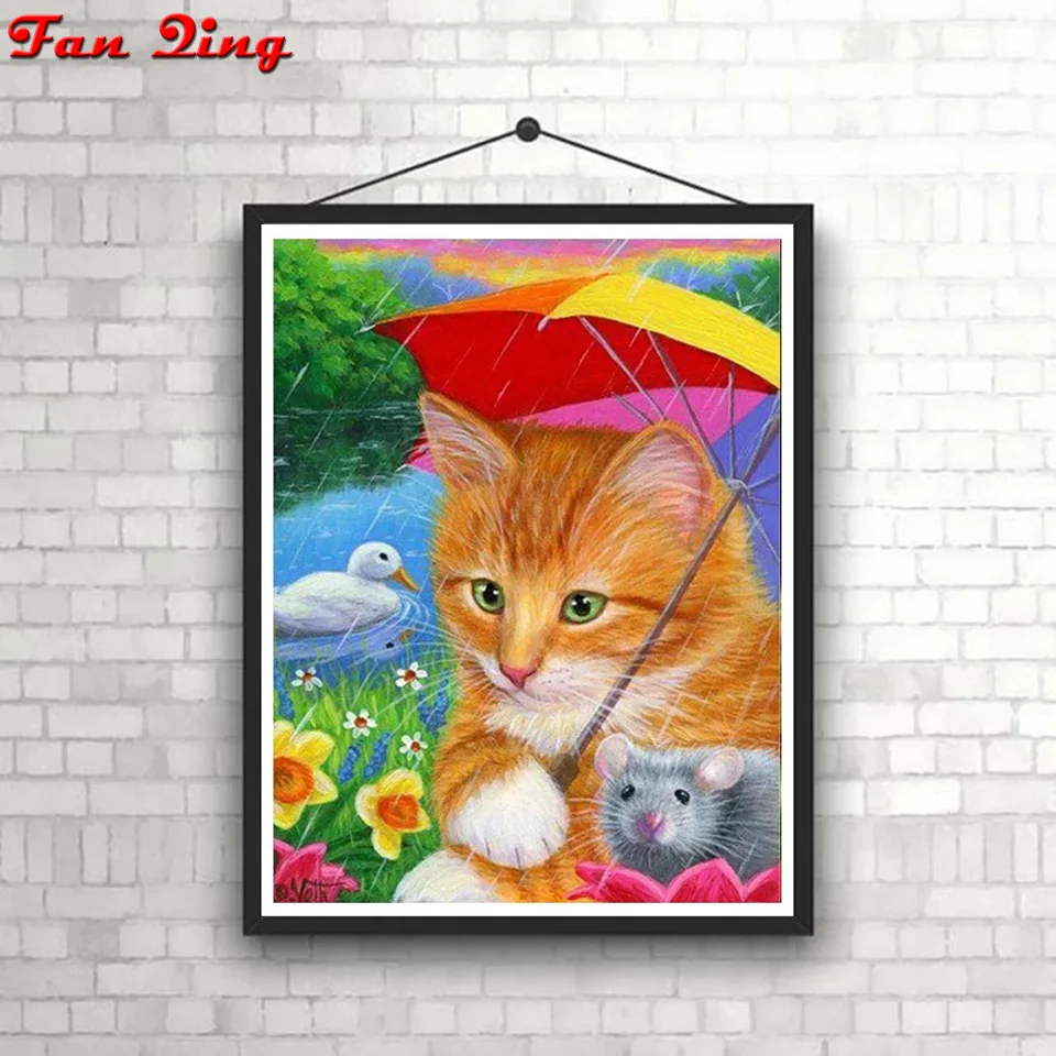 

Cat 5D DIY Square/Round Diamond Painting Mosaic Animal Embroidery Cross Stitch Needlework Home Decoration Gift