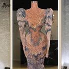 Сексуальные вечерние платья с высокой горловиной из грубой сетки, прозрачные блестящие вечерние платья с буффами на плечах для женщин, вечеринки, дня рождения, празднования