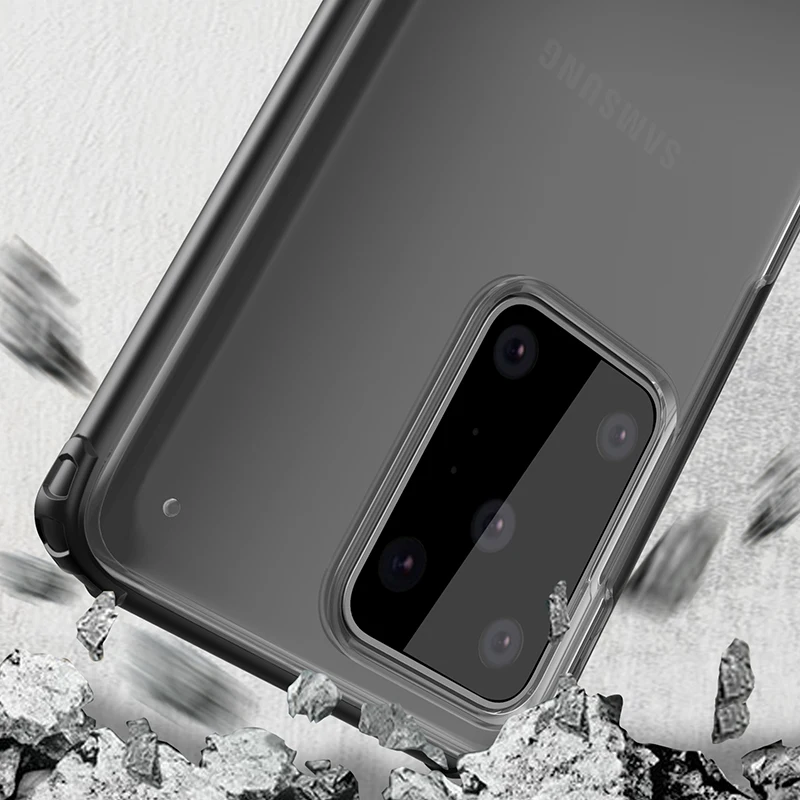 Shockproof Armor Matte Case For Samsung Galaxy S21 S20 Plus FE  Note 20 Ultra Luxury Silicone Bumper Clear Hard PC Cover Funda