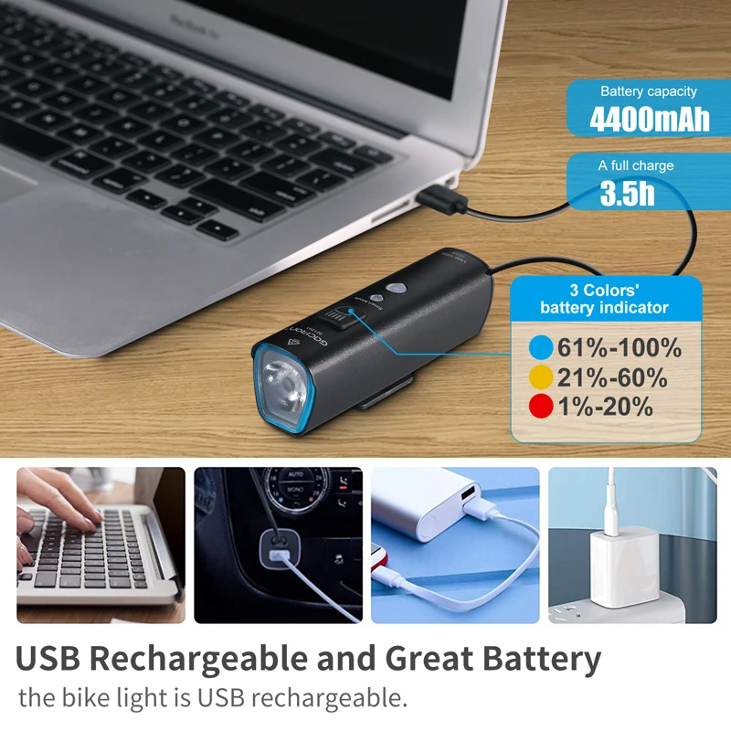 Gaciron Super Bright Bike Light V9M 1500 lumen USB Rechargeable Smart LED Bicycle Headlight IPX6 Waterproof Bike accessories