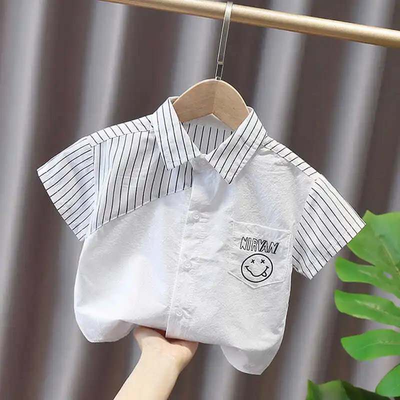 

Рубашки с коротким рукавом для мальчиков и девочек, летняя одежда, детская одежда, детская хлопковая P4756