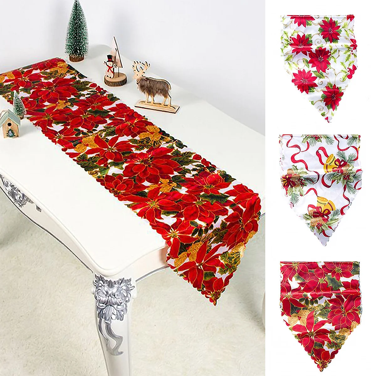 Рождественская настольная дорожка из полиэстера красный настольный флаг