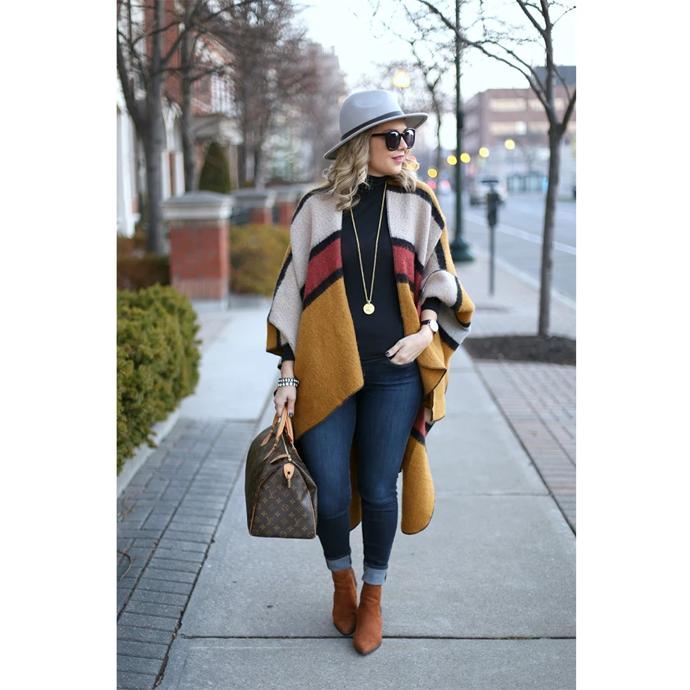 

Woven Knitted Scarf Pashimina of Women Shawl Beige Split Jacquard Horizontal Bar Imitation Cashmere Women's Scarf Korean Fashion