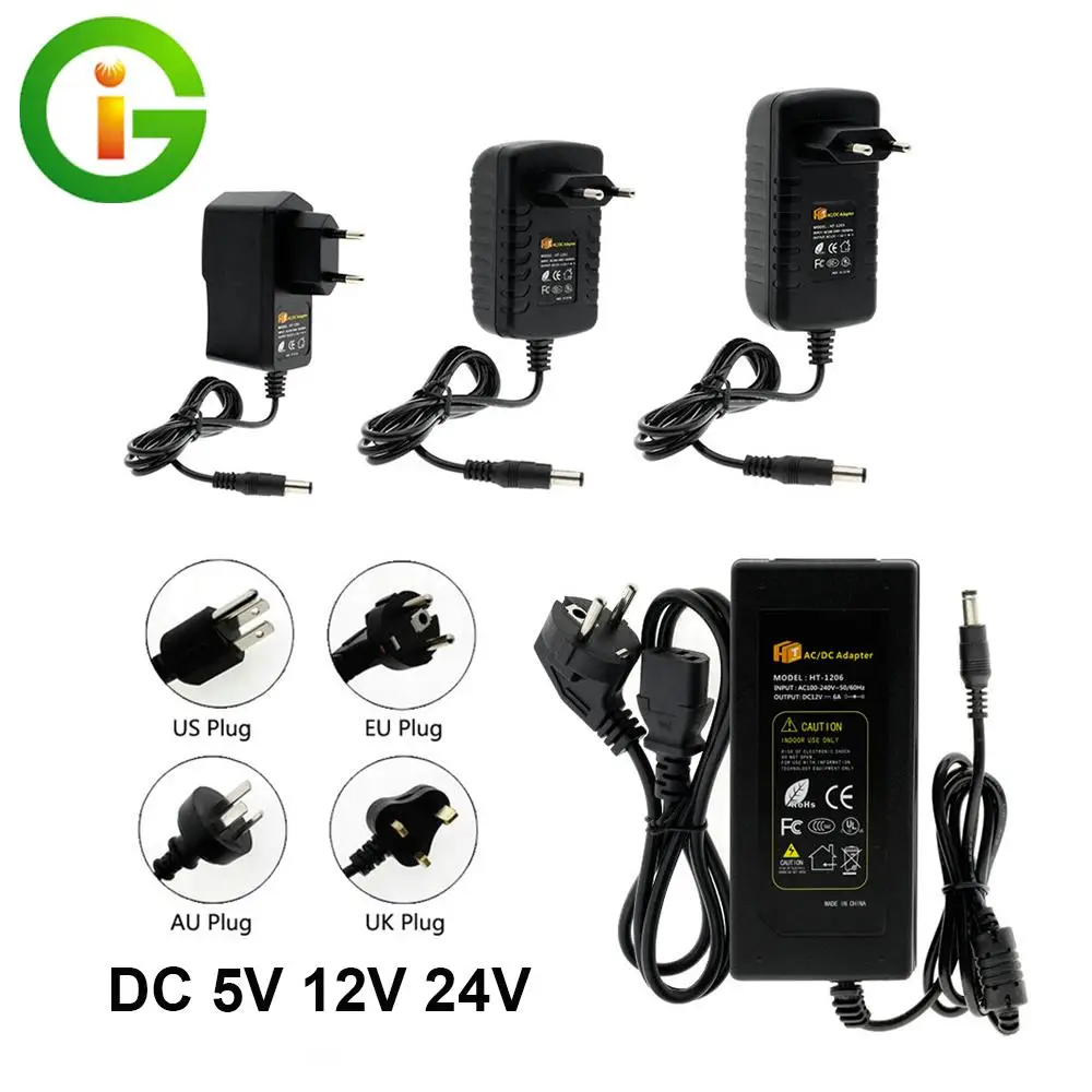 DC5V 12V 24V Светодиодный источник питания 1A 2A 3A 5A 6A 8A 10A AC100-240V трансформаторы адаптер питания конвертер для светодиодной ленты света