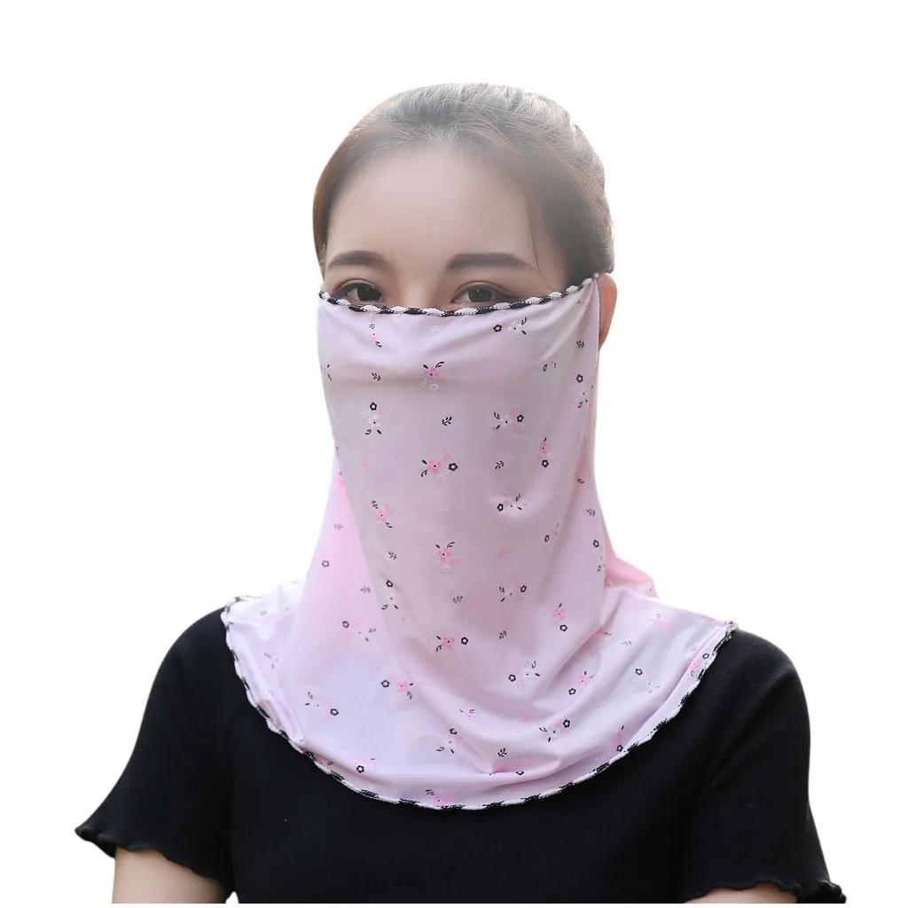 Шифоновый Велосипедный Чехол для лица женский шарф с принтом и защитой от солнца