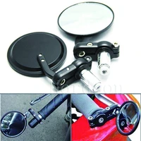 aluminum silver alloy modified motorcycle electric car universal classic retro folding black round handle mirror