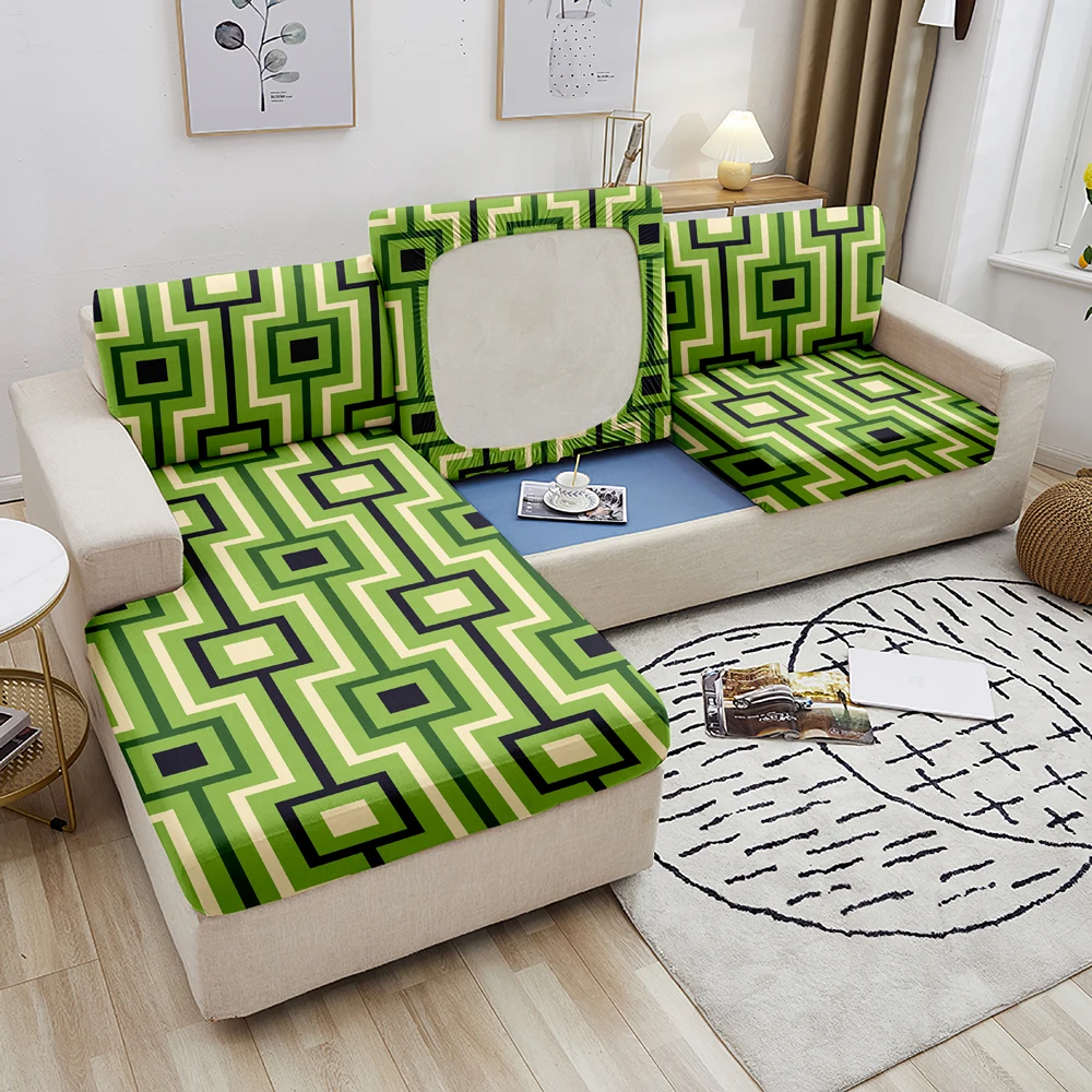 

Geometric Sofa Seat Cushion Cover Elastic Nordic Style Furniture Protector Polyester Stretch Washable Removable Slipcover