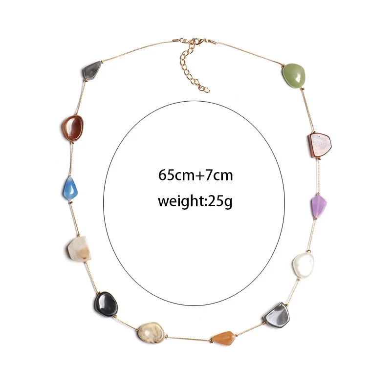

Women's Korean Irregular Natural Stone Rainbow Necklace Fashion Retro Lady Summer Cool Clothing Accessories 2020 Jewelry