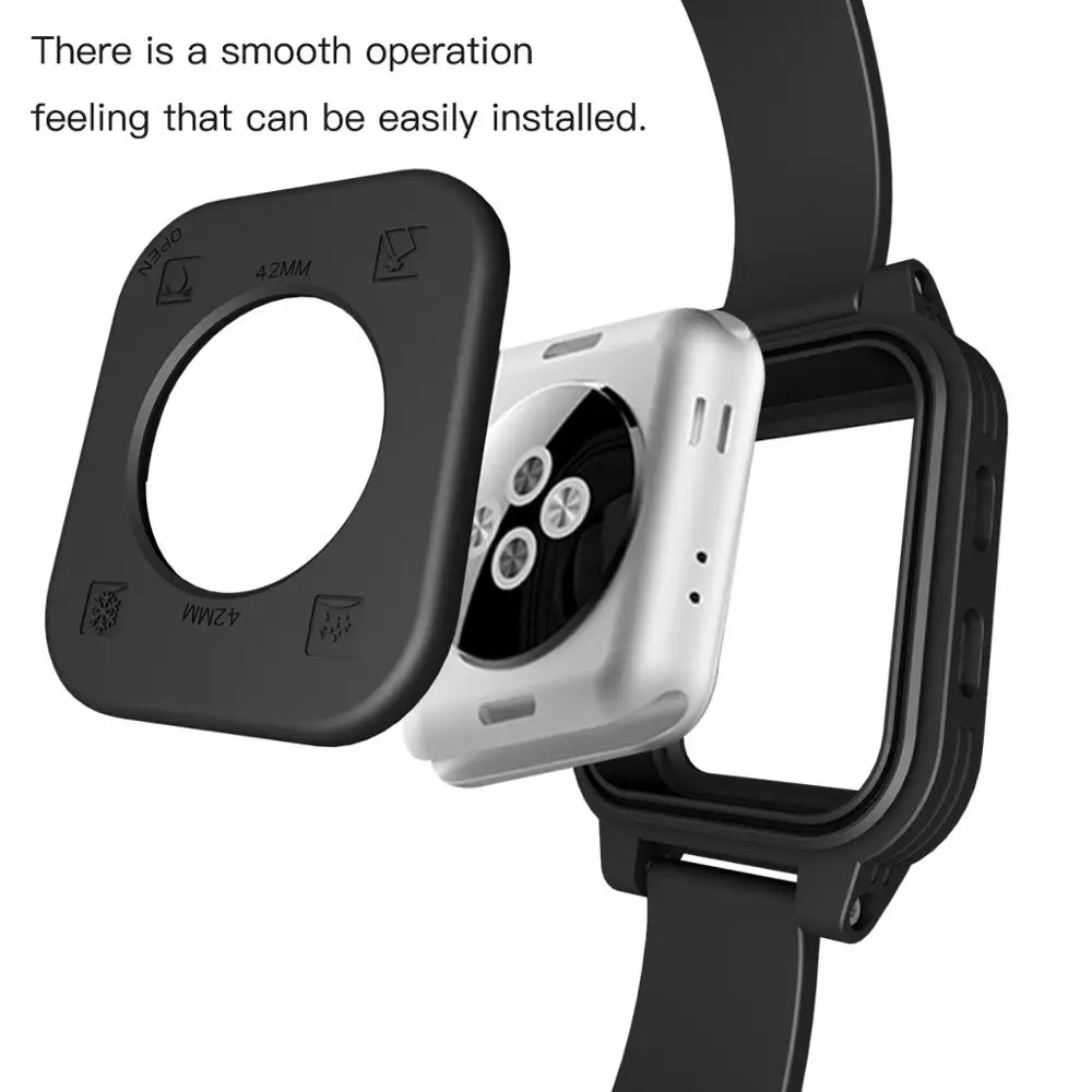 Водонепроницаемый ремешок SHELLBOX для Apple Watch Series 3 42 мм 44 38 чехол с силиконовым