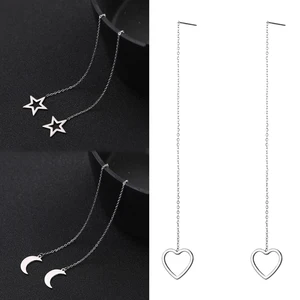 Серьги женские из нержавеющей стали, с длинной цепочкой