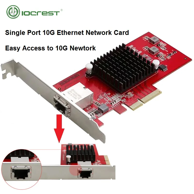 

IOCREST Pcie x4 to Single Port 10 Gbase Ethernet Gigabit Nic Pci Express 10G/2.5G/1000M/100/10M RJ45 Lan Network Adapter Card