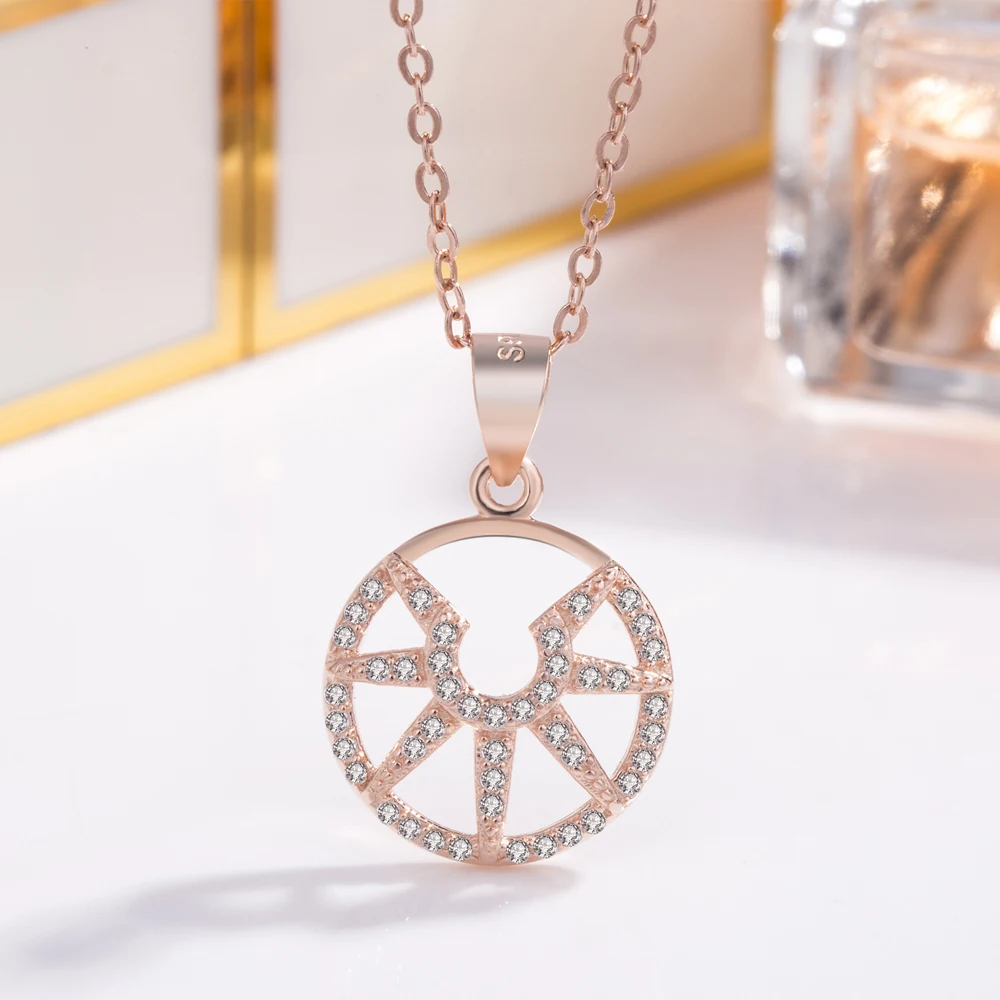 Женское Ожерелье модное ювелирное изделие розовое золото подвеска от солнца