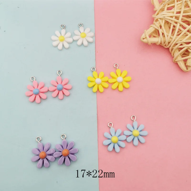 

Смешанные милые Подвески из смолы в виде маргариток, подсолнухов, подвески для самодельных сережек, брелоки, аксессуары, 17x22 мм