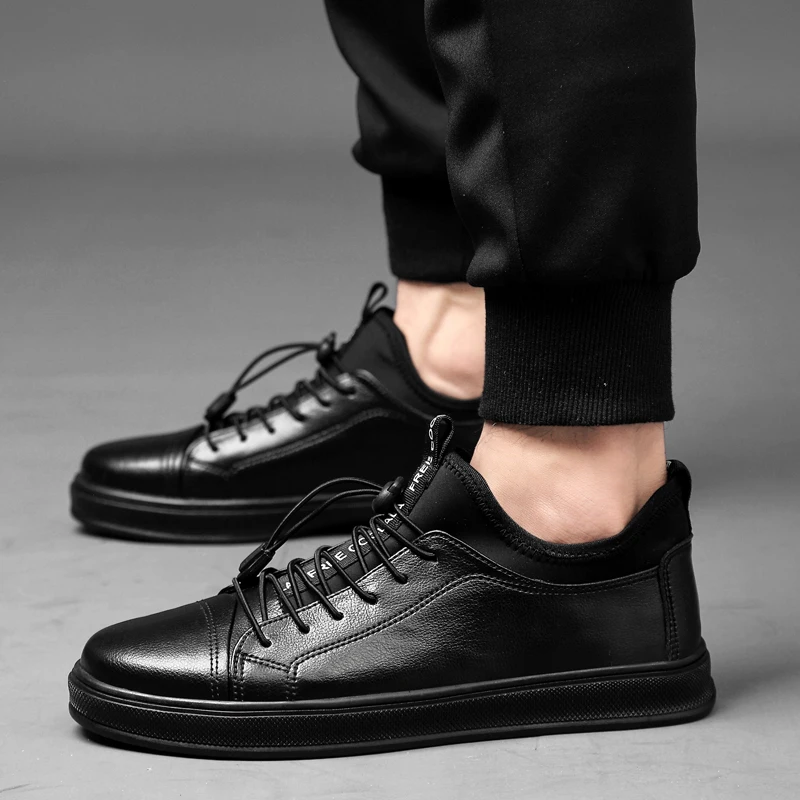 Мужские повседневные кроссовки из натуральной кожи модные брендовые белые