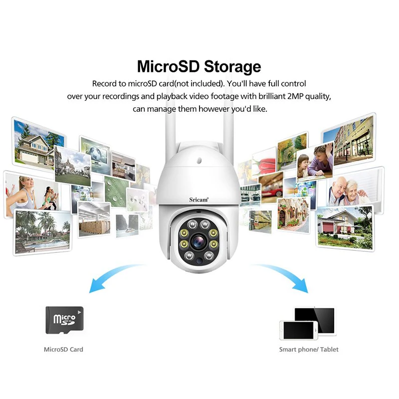 

Sricam SP028 2MP PTZ WiFi Camera 1080P AI Auto Tracking Outdoor IP Camera Two-Way Audio IR Night Vision Video CCTV Surveillance