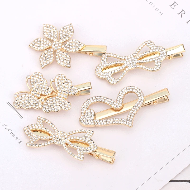 

Korean Crystal Hairpin Female Headdress Side Clip Bow Hair Accessory Women Fashion Headwear Hairclips Bohemia Card Issuance Cute