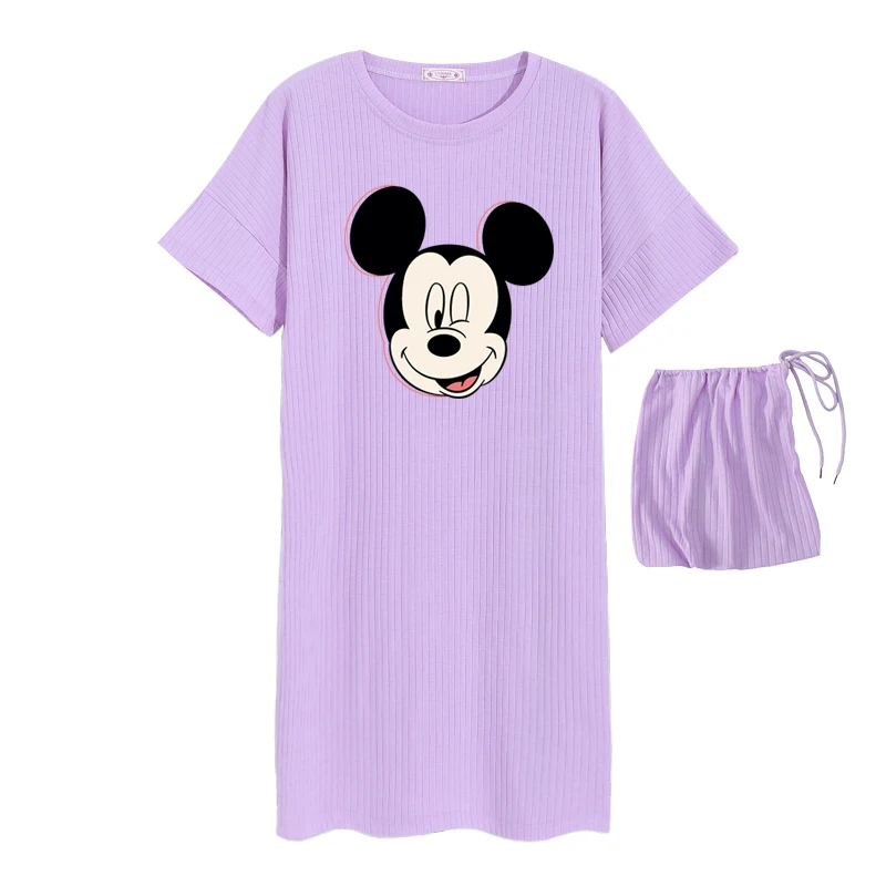Женская ночная рубашка с коротким рукавом летняя Милая мультяшная одежда для