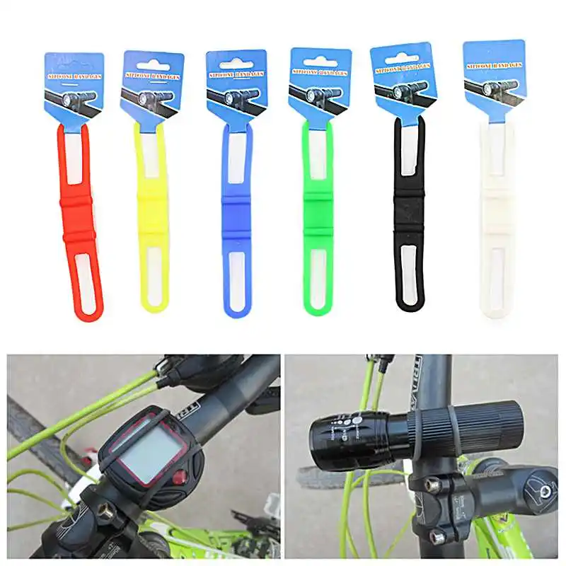 Bicycle Bike Handlebar Silicone Elastic Light Torch FlashLight Phone Bind Strap Mount Holder Bandage Buckle Fastener