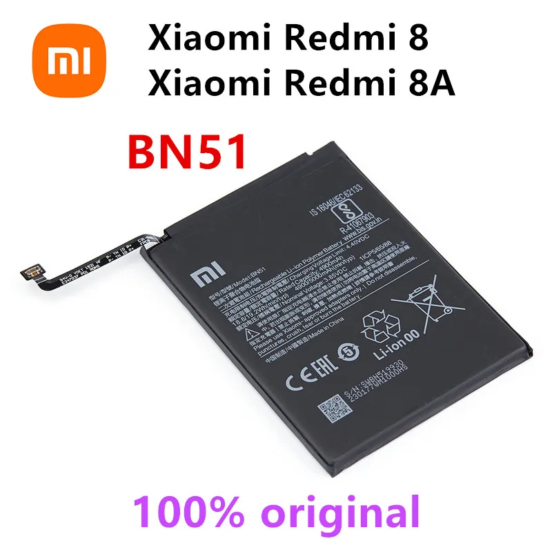 xiao mi 100 orginal bn51 5000mah battery for xiaomi redmi 8 redmi 8a redmi8 high quality phone replacement batteries free global shipping