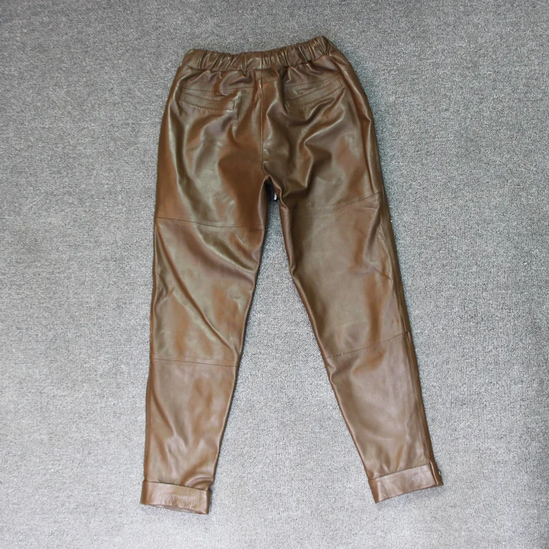 Женские брюки из натуральной кожи Стрейчевые размера плюс женские