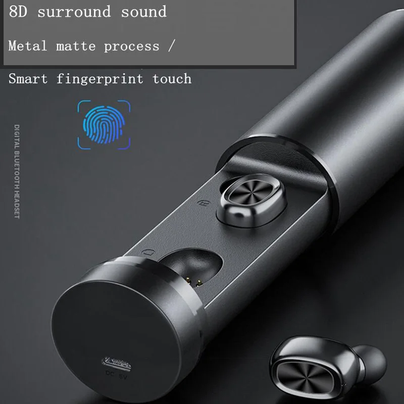 Smart touch wireless 5.0 binaural bluetooth headset sports sweatproof, power display digital display, long battery life