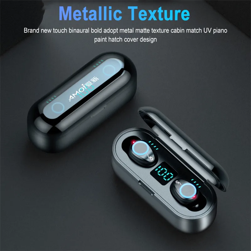 F9 с Мощность Дисплей цифровой сенсорный Bluetooth 5 0 бинауральные Беспроводной