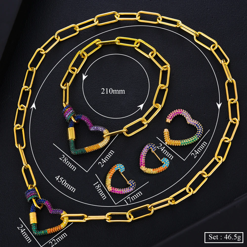 

missvikki Luxury Romantic Sweet Heart Link Bracelet Multicolor Stones Baguette Arabia Bangle Bridal Noble Jewelry High Quality