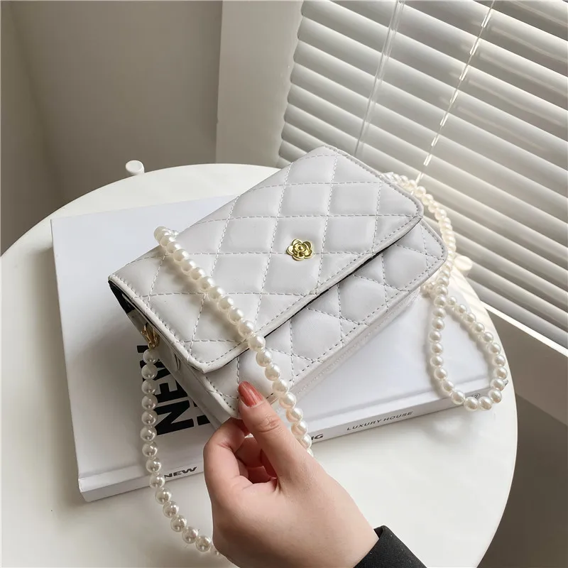 

Bag Fashion Bag Female 2021 Summer New Fashion Pearl Chain Messenger Bag Small Square Bag Tide Cool