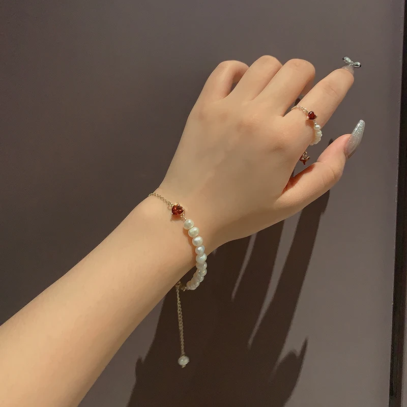 Барочный жемчуг Любовь с кристаллами браслет женские выдвижная регулируемая