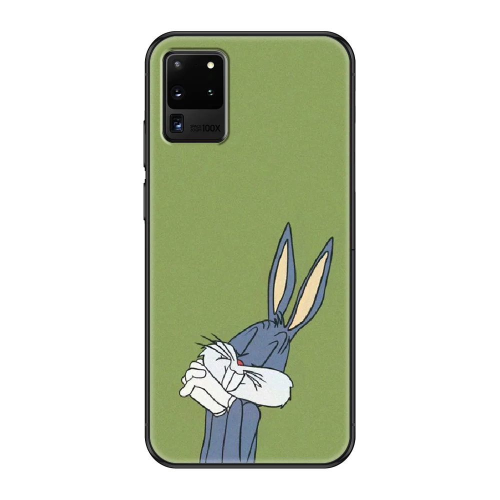 

Cartoon Bugs Bunny Phone case For Samsung Galaxy S 3 4 5 6 7 8 9 10 E Plus Lite Edge black trend back 3D Etui fashion coque