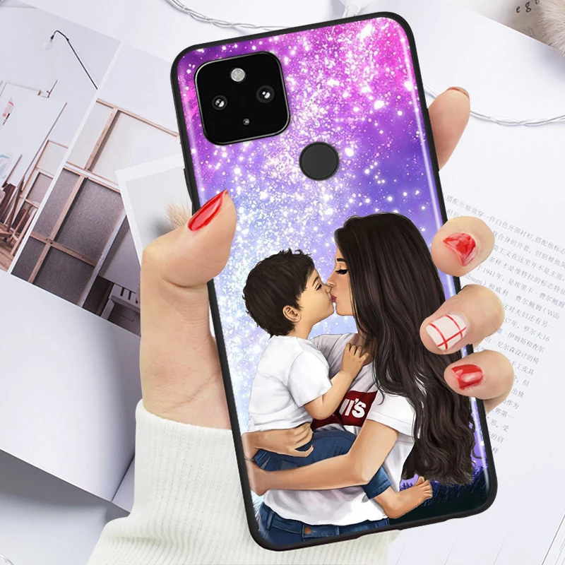 

Super Hot Mom Baby Girl Shockproof Cover for Google Pixel 5 4 4A XL 5G Black Phone Case Shell Soft Fundas Coque Capa